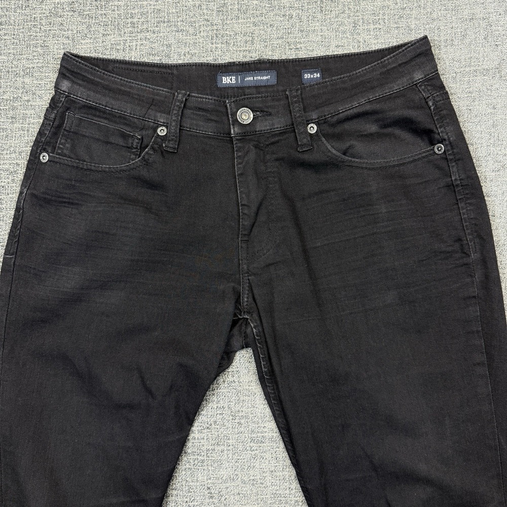 Buckle BKE Jake Straight Jeans Mens 33x34 Black Denim Stretch Rock Grunge - Picture 3 of 10